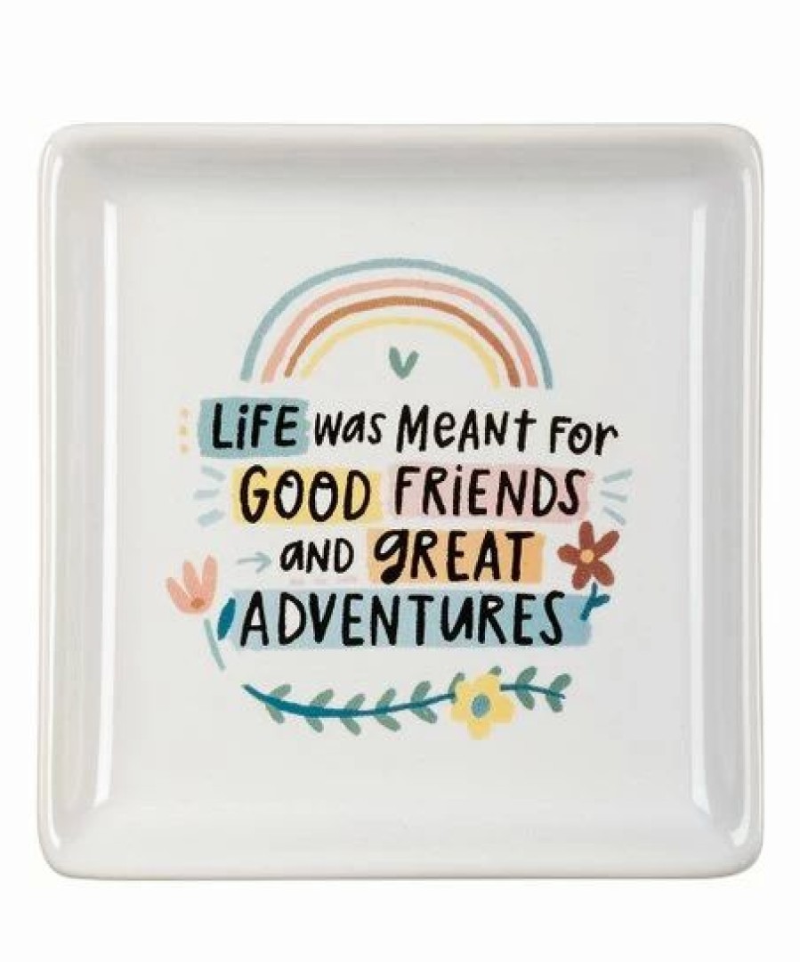 Hot * Best Pirce Primitives By Kathy White & Blue Rainbow 'Good Friends' Vanity Tray