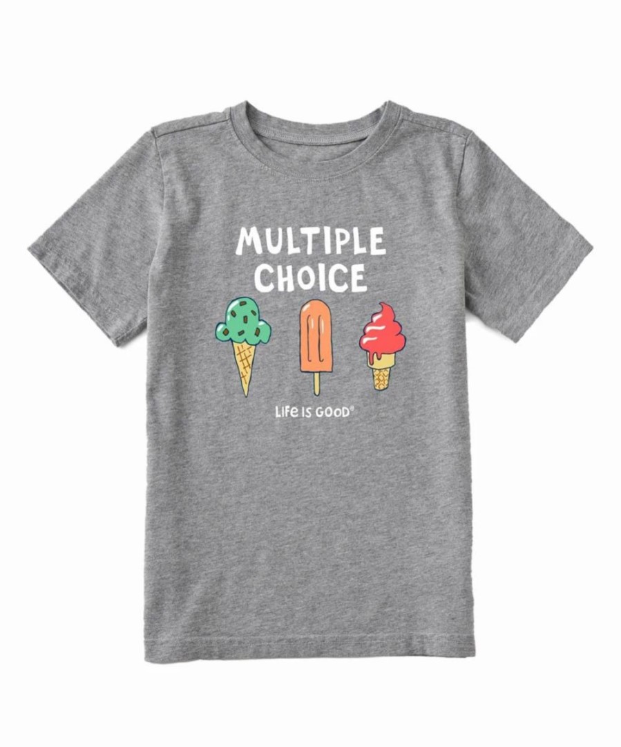 Clearance * Brand New Life Is Good Heather Gray 'Multiple Choice' Ice Cream Logo Crewneck Tee Kids