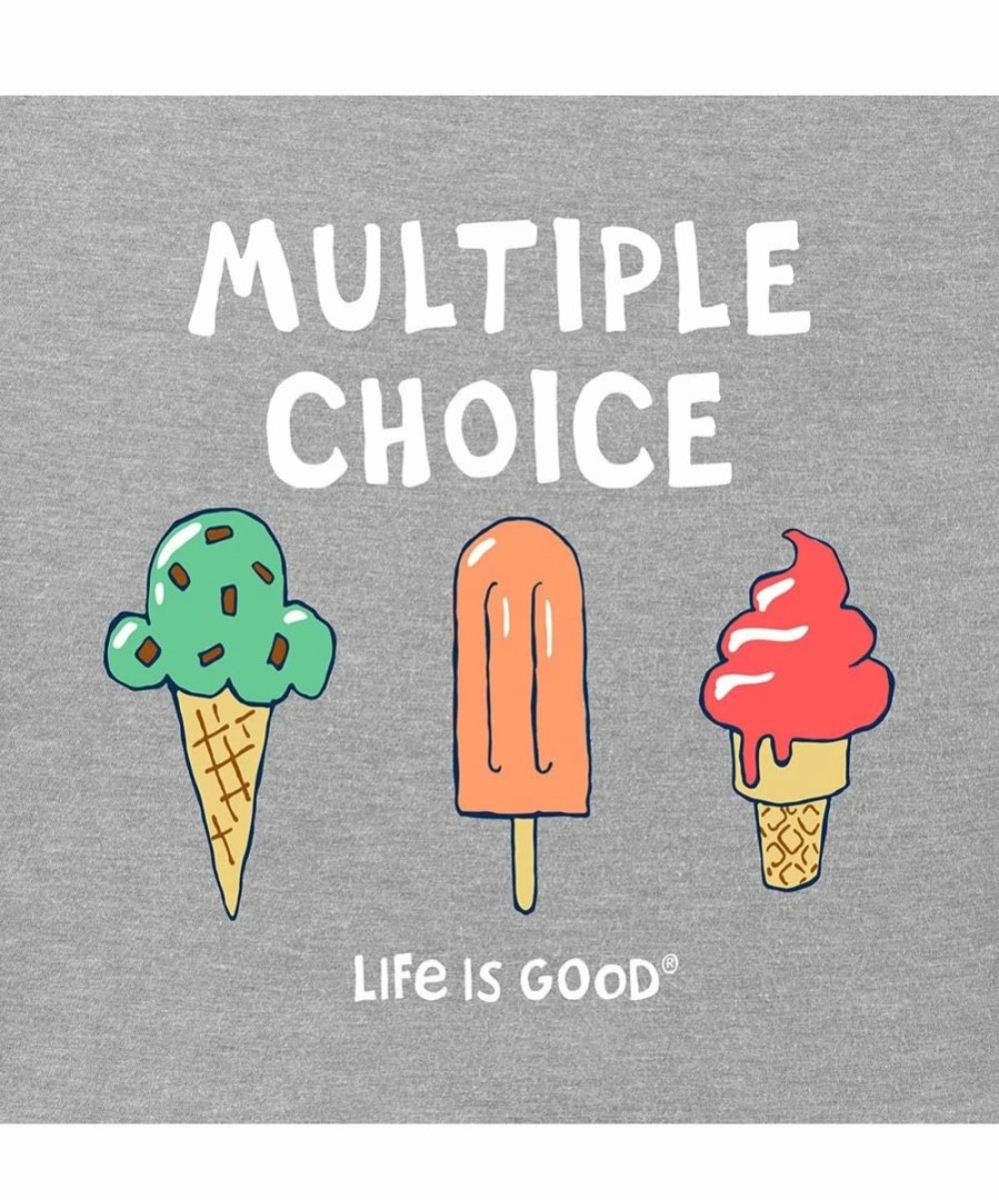 Clearance * Brand New Life Is Good Heather Gray 'Multiple Choice' Ice Cream Logo Crewneck Tee Kids