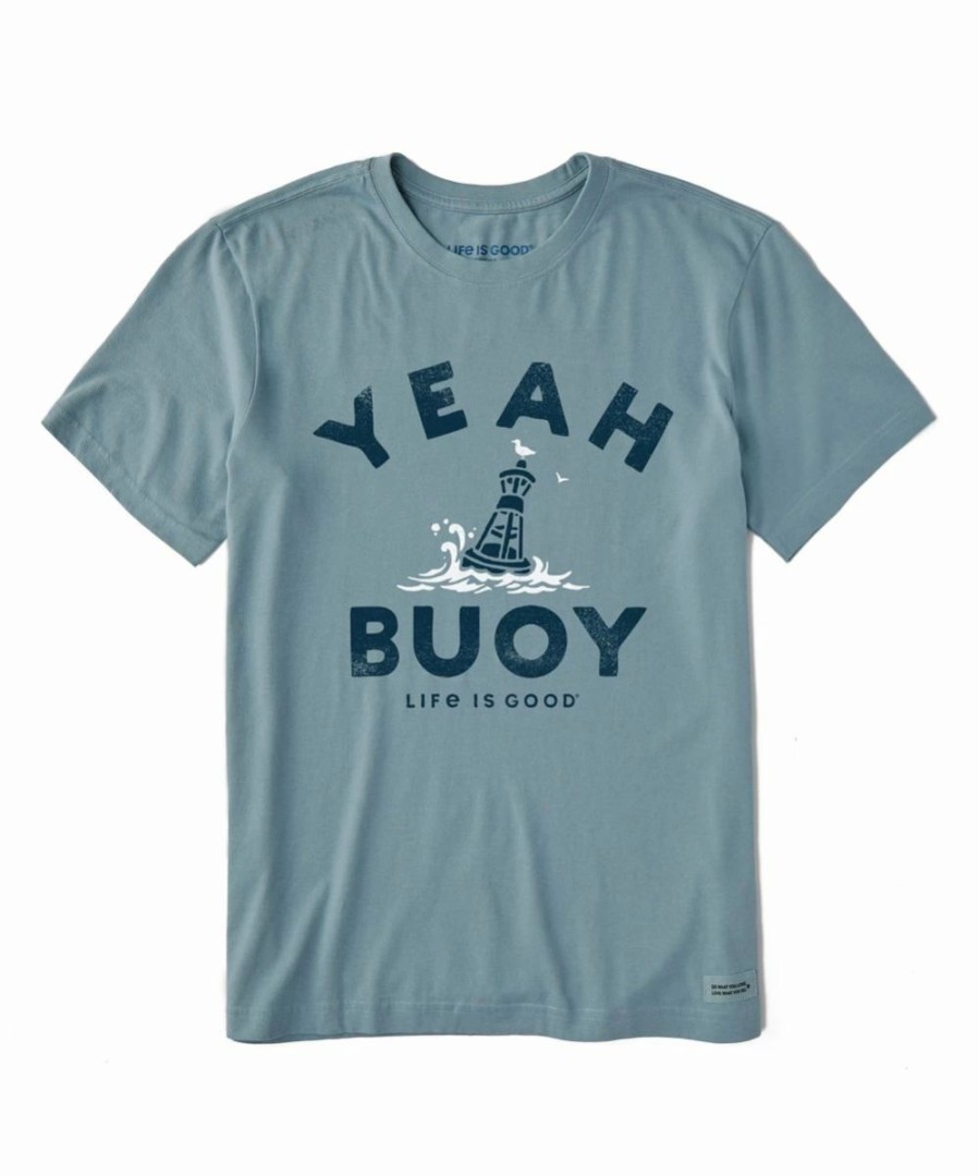 Online * Brand New Life Is Good Smoky Blue 'Yeah Buoy' Crusher Crewneck Tee Men