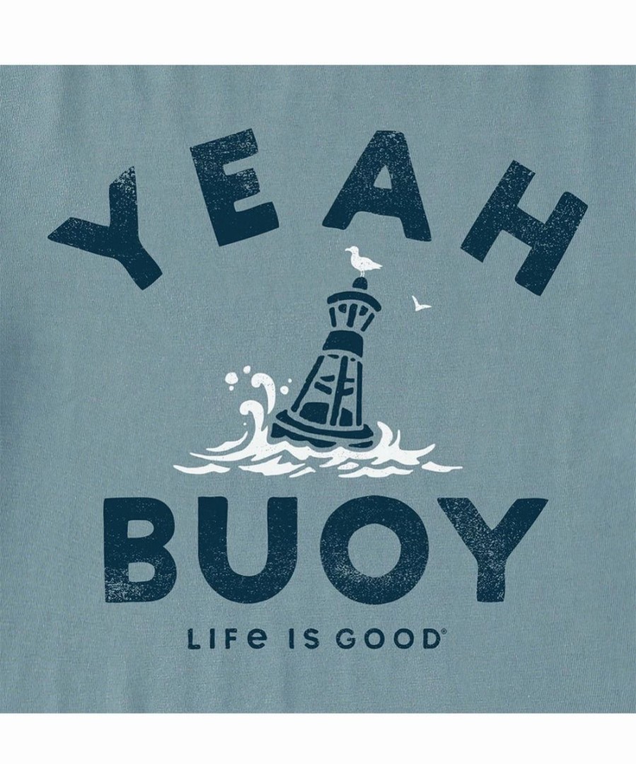 Online * Brand New Life Is Good Smoky Blue 'Yeah Buoy' Crusher Crewneck Tee Men