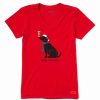 Wholesale * New Life Is Good Positive Red 'Hoppy Holidays' Festive Pup Crusher Crewneck Tee Women