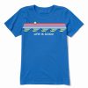 Online * Hot Sale Life Is Good Royal Blue Retro Wave Strip Tee Women & Plus