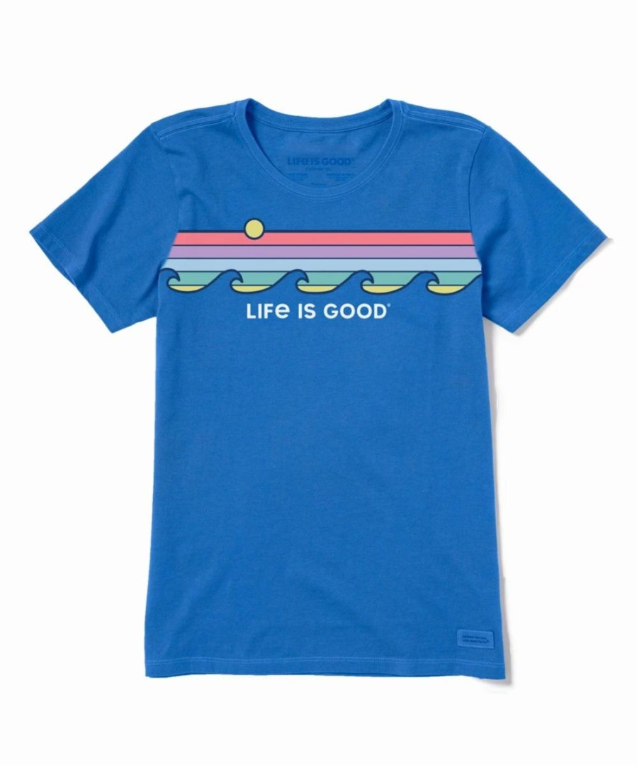 Online * Hot Sale Life Is Good Royal Blue Retro Wave Strip Tee Women & Plus