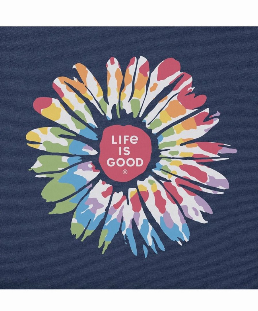 New * Best Sale Life Is Good Darkest Blue 'Life Is Good' Tie-Dye Daisy Hi-Low Tank Women