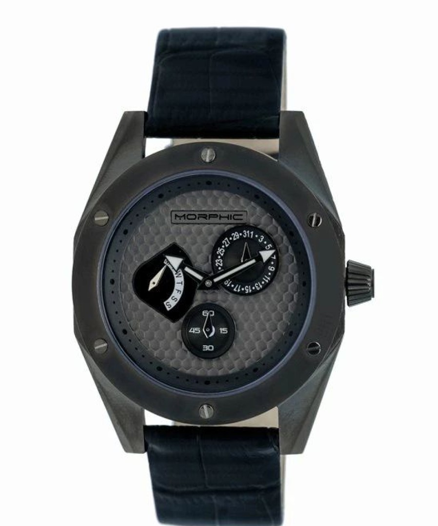 Hot * New Morphic Gunmetal & Charcoal M46 Series Leather-Strap Watch