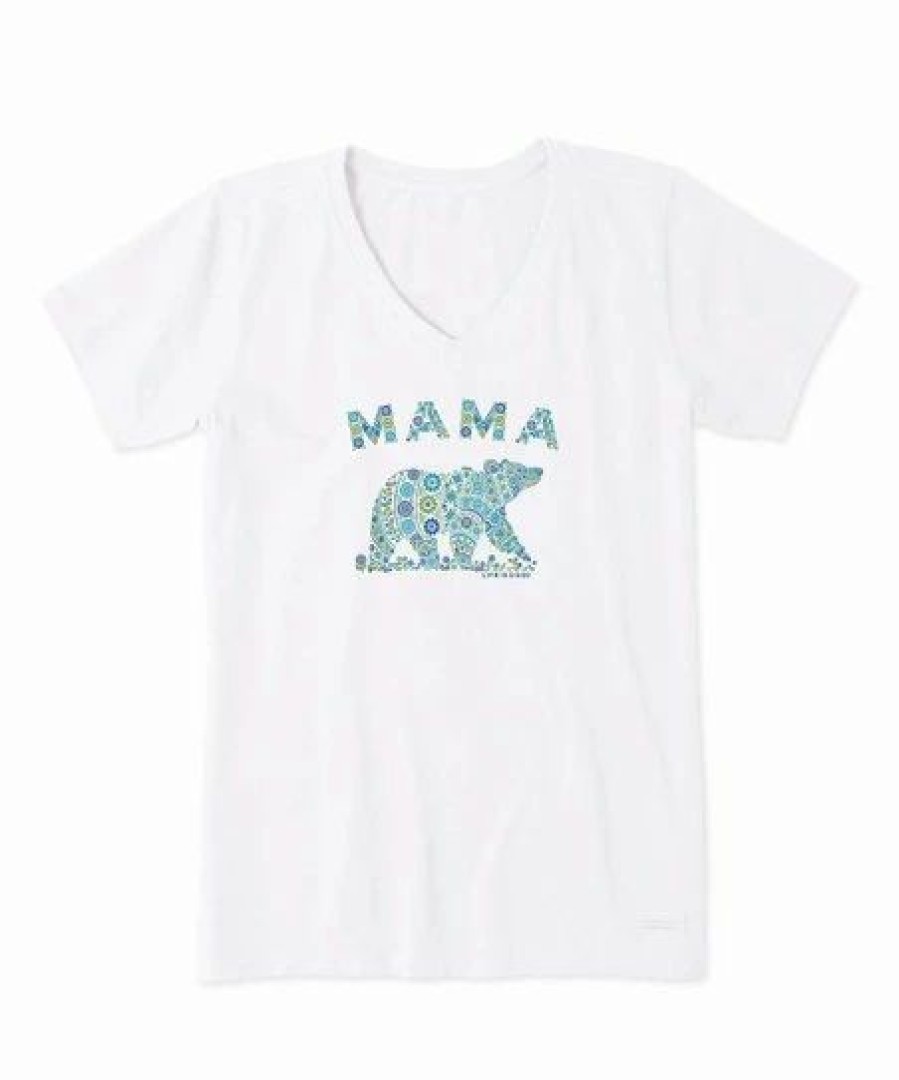 Online * Promo Life Is Good Cloud White 'Mama' Bear Crusher V-Neck Tee Women & Plus