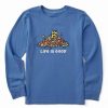 New * Discount Life Is Good Vintage Blue Rocket Leaf Pile Long-Sleeve Tee Kids