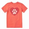 Online * Promo Life Is Good Mango Orange Paw-Print Heart Crewneck Tee Kids