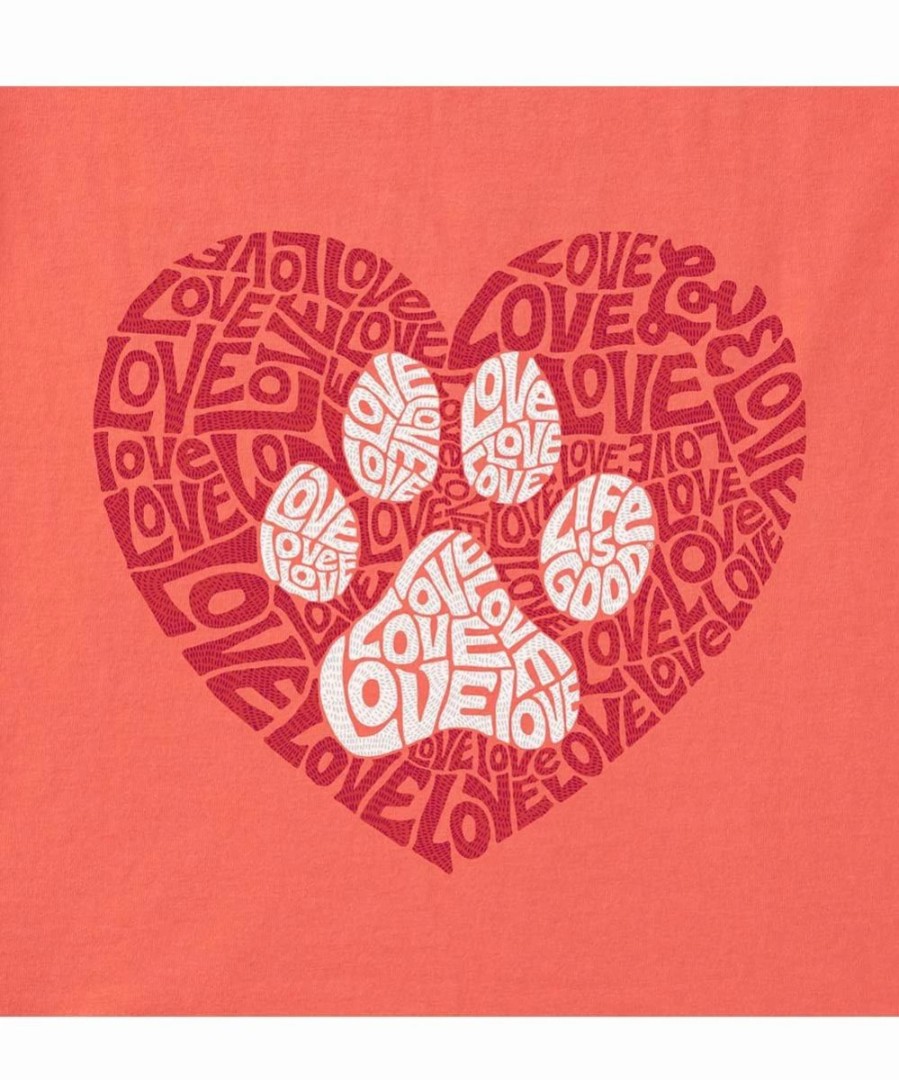 Online * Promo Life Is Good Mango Orange Paw-Print Heart Crewneck Tee Kids