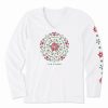 Wholesale * Best Deal Life Is Good Cloud White & Red Poinsettia Mandala V-Neck Long-Sleeve Top Women