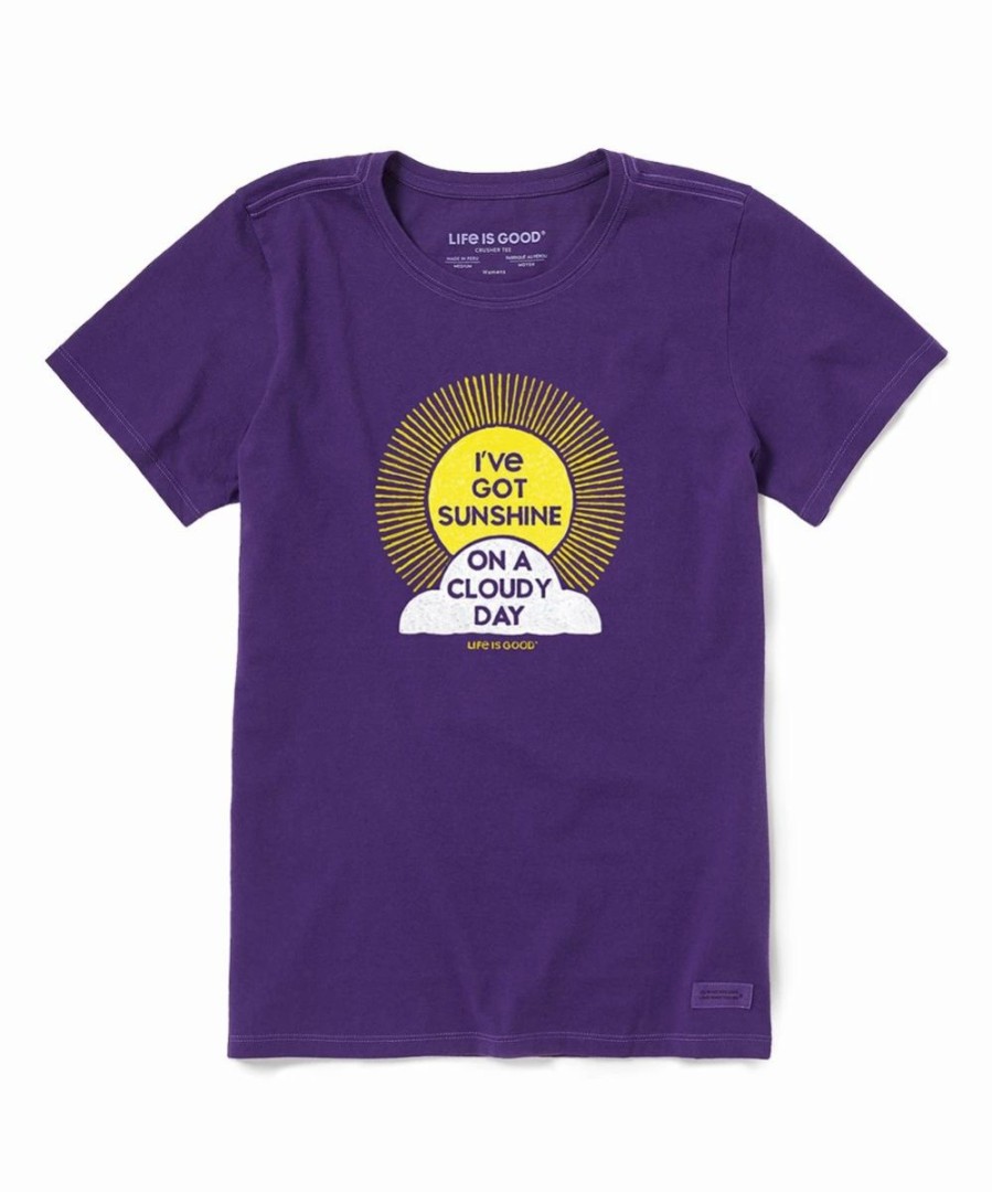 Online * Best Sale Life Is Good Deep Purple 'I'Ve Got Sunshine' Crusher-Lite Crewneck Tee Women & Plus