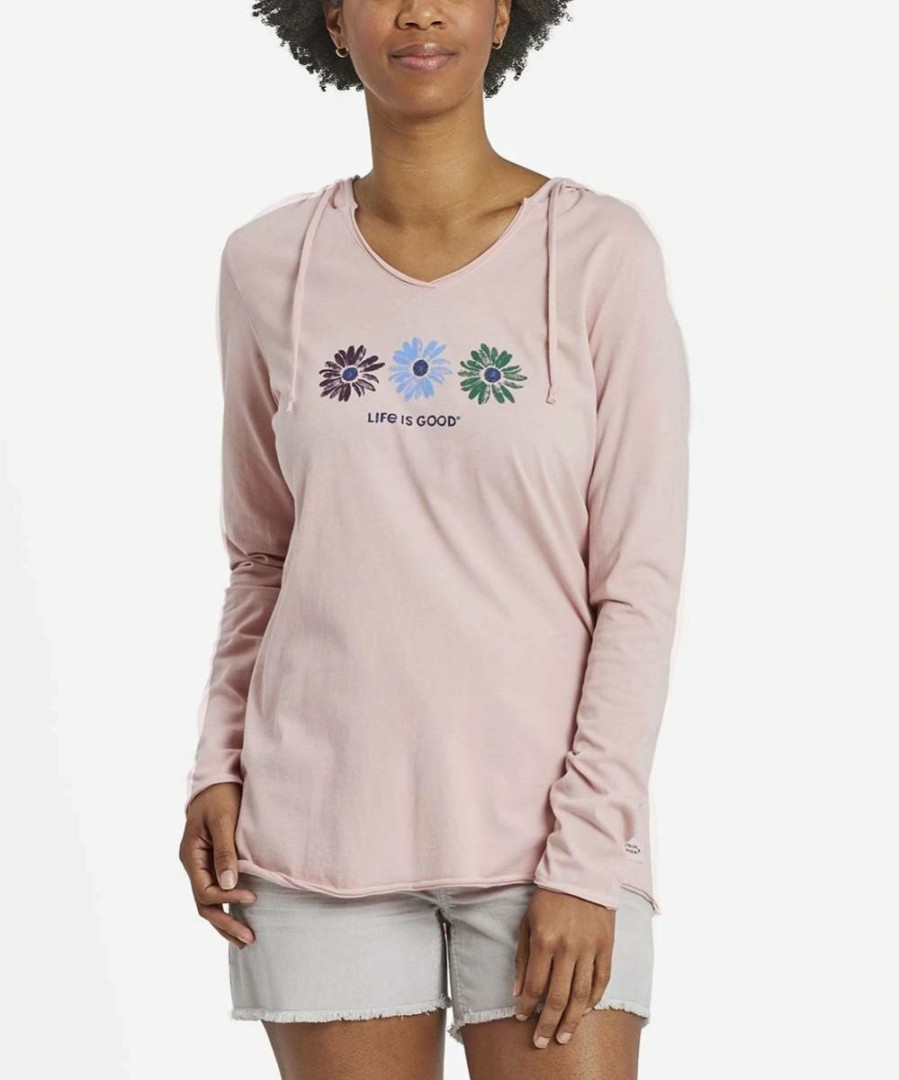 Hot * Flash Sale Life Is Good Himalayan Pink 'Life Is Good' Daisy Hooded Long-Sleeve Tee Women