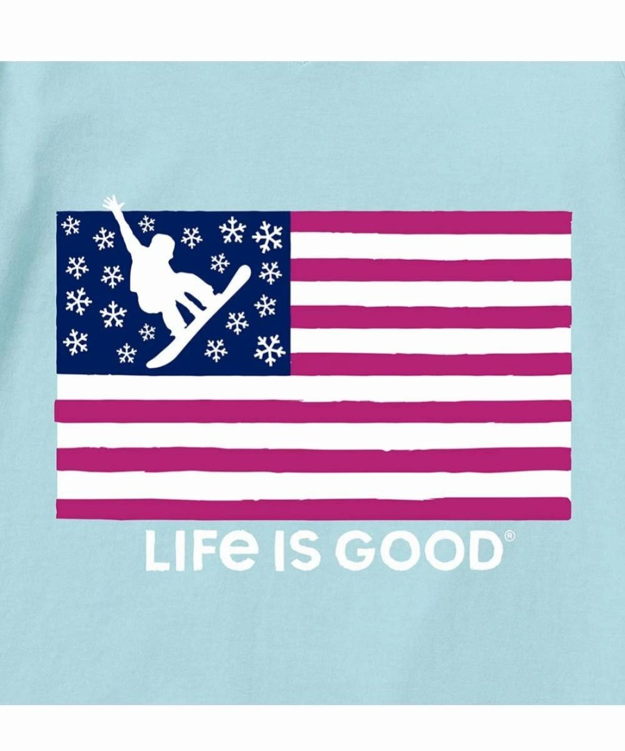 Best * Best Sale Life Is Good Beach Blue American Flag Long-Sleeve Tee Women & Plus