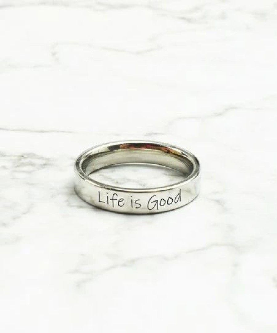 Hot * Brand New Pink Box Accessories Stainless Steel 'Life Is Good' Ring