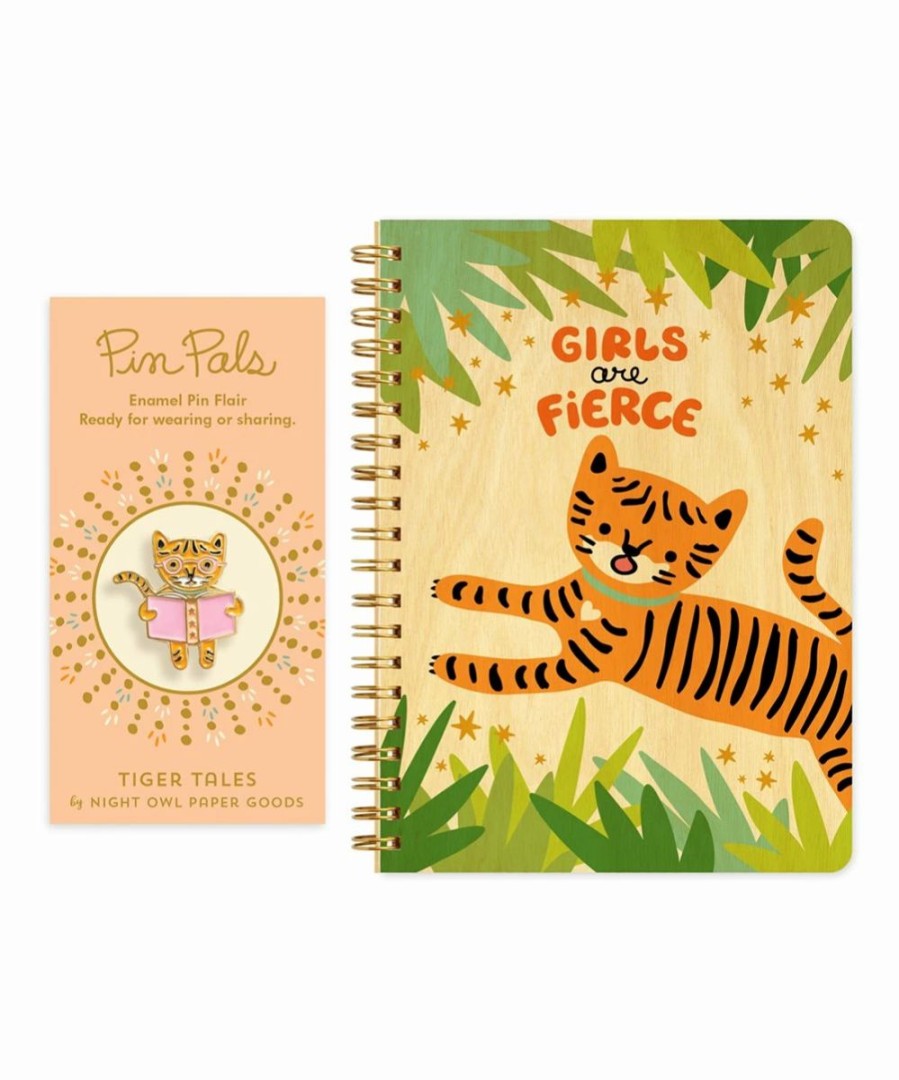 Online * Hot Sale Night Owl Paper Goods Orange & Green 'Girls Are Fierce' Tiger Journal Set