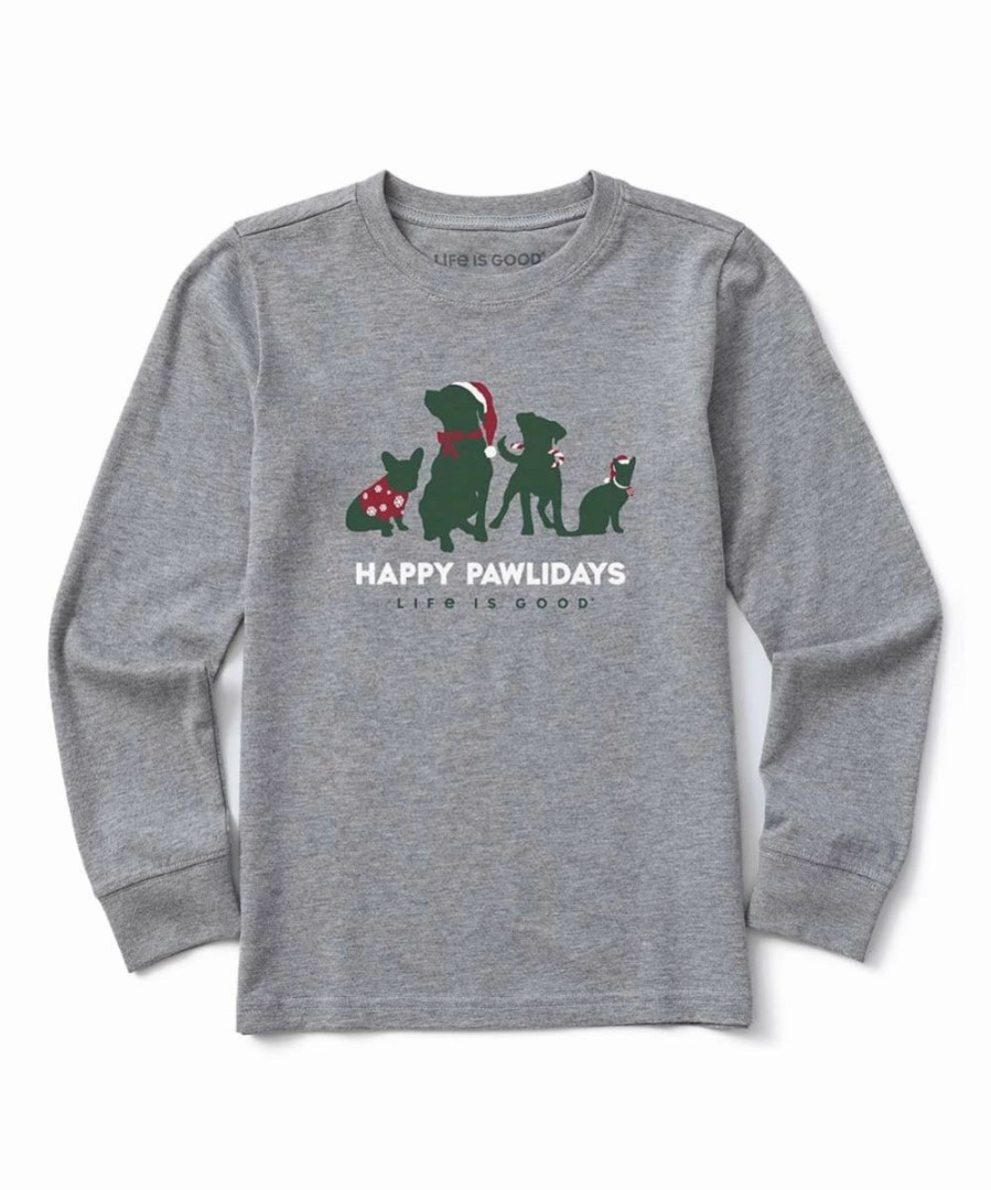 Hot * Outlet Life Is Good Heather Gray 'Happy Pawlidays' Crewneck Sweatshirt Boys