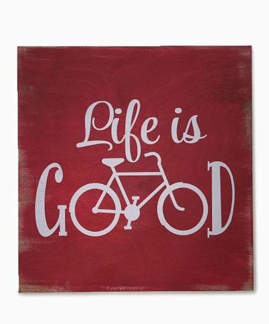 Best * New Sara'S Signs Red 'Life Is Good' Bike Wall Sign