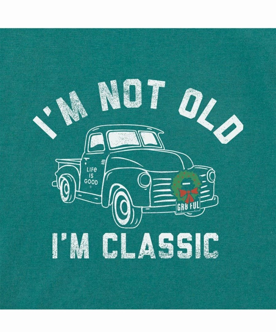 Clearance * Cheap Life Is Good Spruce Green 'I'M Not Old' Classic Wreath Crusher Long-Sleeve Tee Men