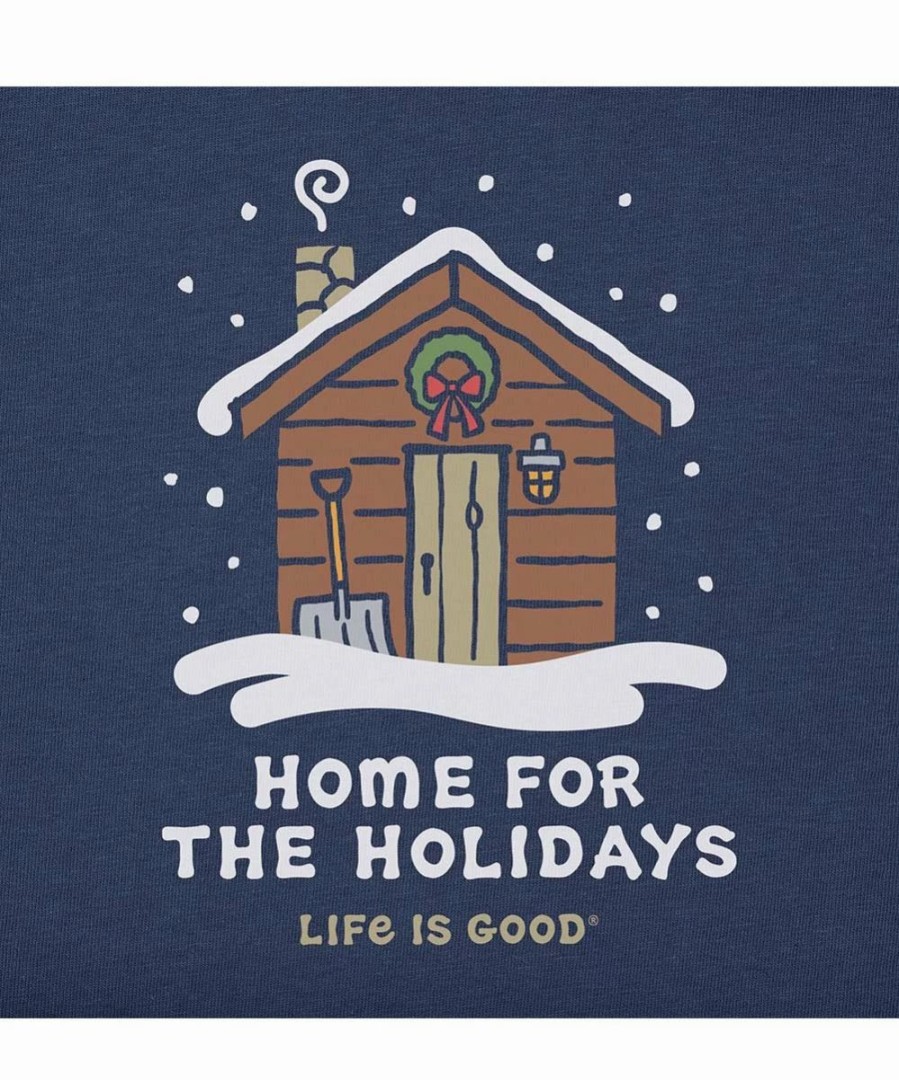 Clearance * Best Deal Life Is Good Darkest Blue Holiday Cabin Long-Sleeve Tee Men