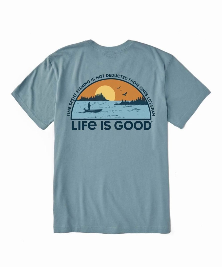 Clearance * Cheapest Life Is Good Smoky Blue 'Time Spent Fishing' Tee Men