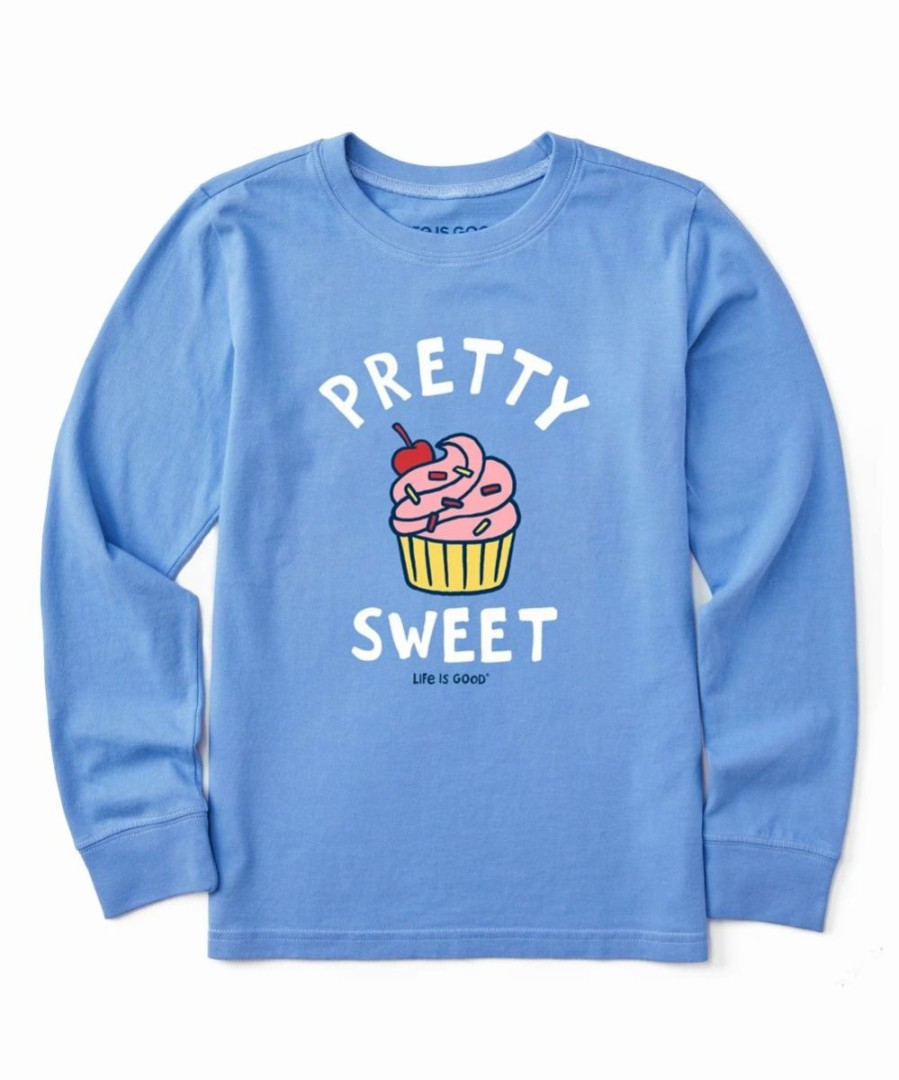 Best * Brand New Life Is Good Cornflower Blue 'Pretty Sweet' Cupcake Long-Sleeve Tee Kids