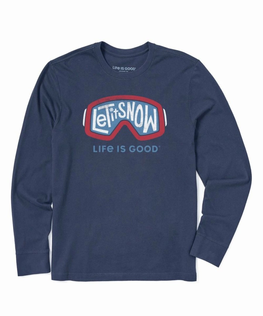 Online * Coupon Life Is Good Darkest Blue 'Let It Snow' Goggles Crusher Long-Sleeve Tee Men & Big