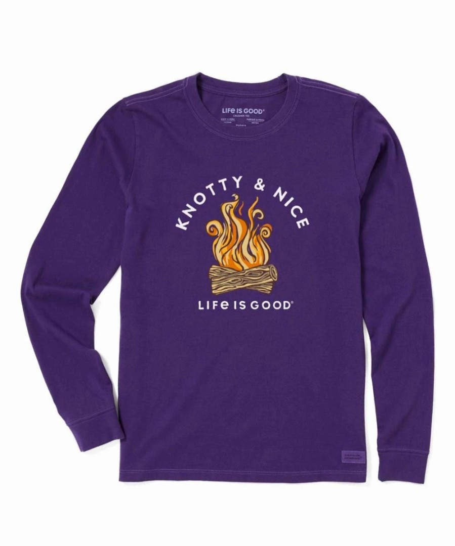 Wholesale * Deals Life Is Good Deep Purple 'Knotty & Nice' Long-Sleeve Crewneck Tee Women