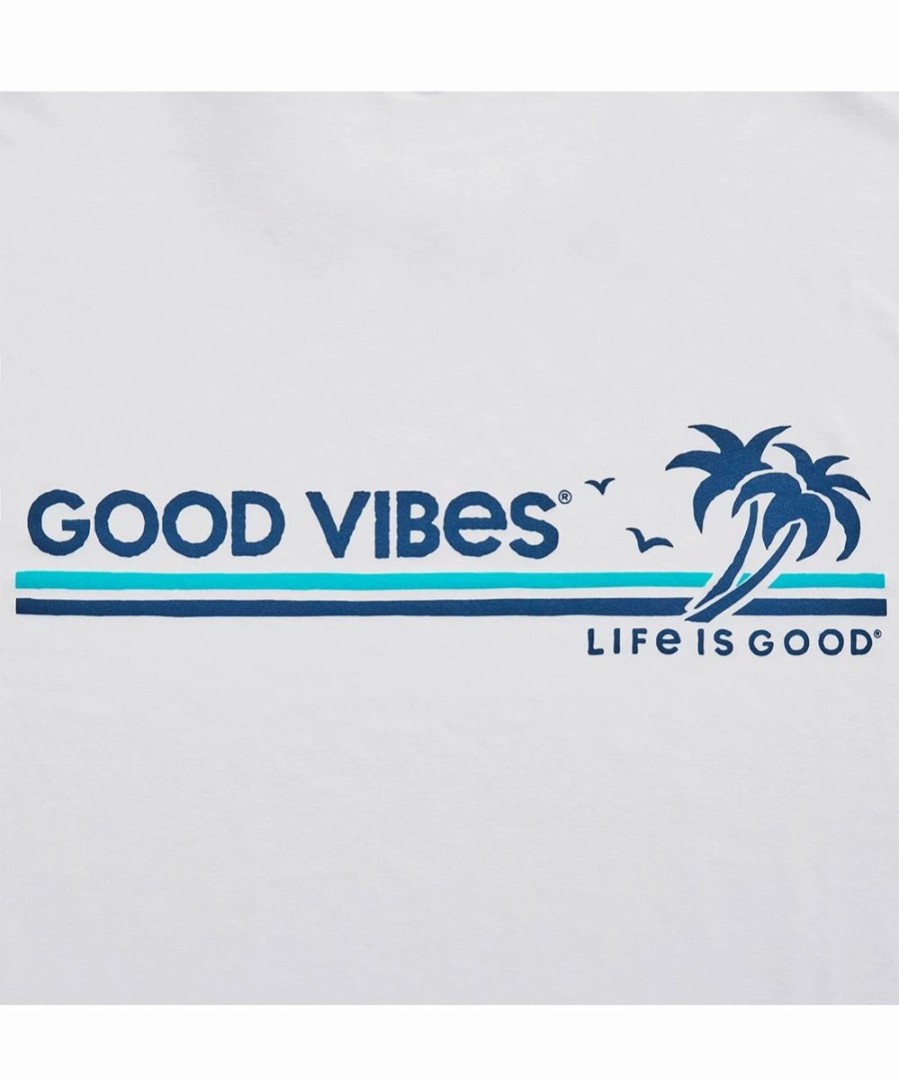 Wholesale * Cheapest Life Is Good Cloud White Active Good Vibes Beach Long-Sleeve Crewneck Tee Men