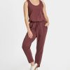 Best * Discount Life Is Good Mahogany Brown Crusher-Flex Sleeveless Jumpsuit Women