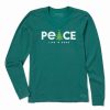 Hot * Buy Life Is Good Spruce Green 'Peace' Christmas Crusher V-Neck Long-Sleeve Tee Women