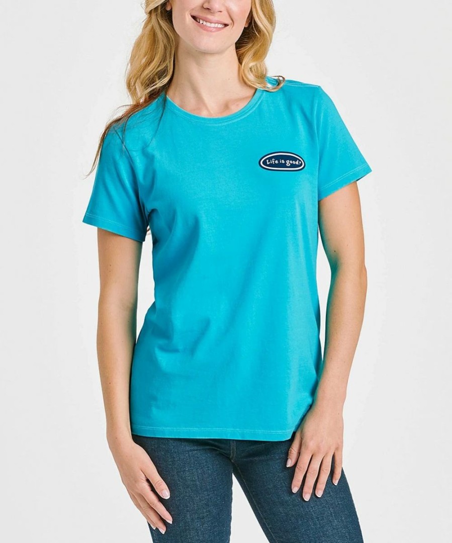 Hot * Best Reviews Of Life Is Good Island Blue 'Life Is Good' Crusher Crewneck Tee Women & Plus