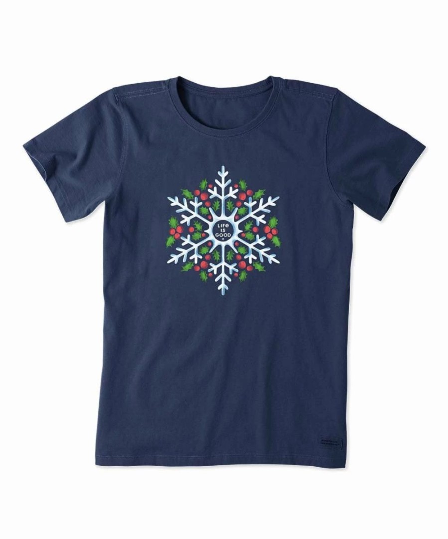 Clearance * Buy Life Is Good Darkest Blue Snowflake Berries Crusher Tee Women