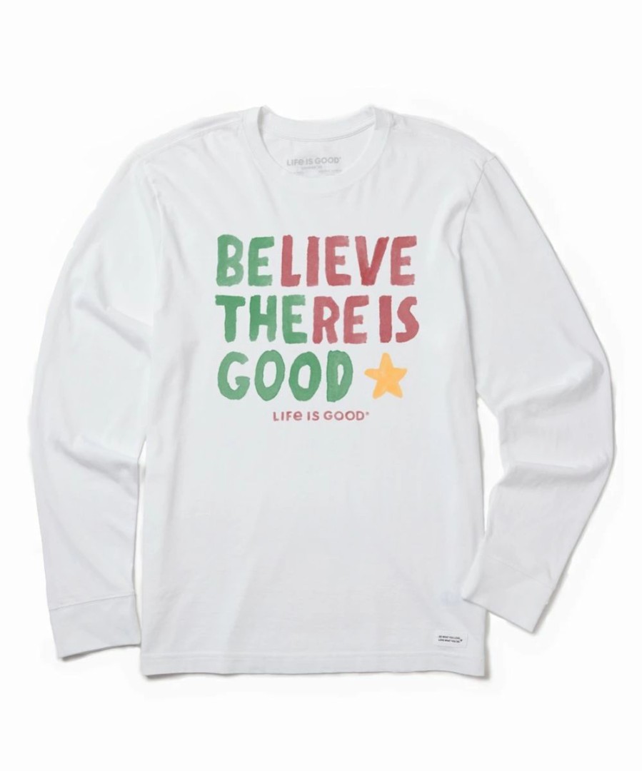 Wholesale * Budget Life Is Good Cloud White 'Believe There Is Good' Star Crusher Long-Sleeve Tee Men