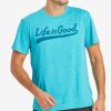 Wholesale * Best Reviews Of Life Is Good Island Blue Active Ballyard Script Crewneck Tee Men