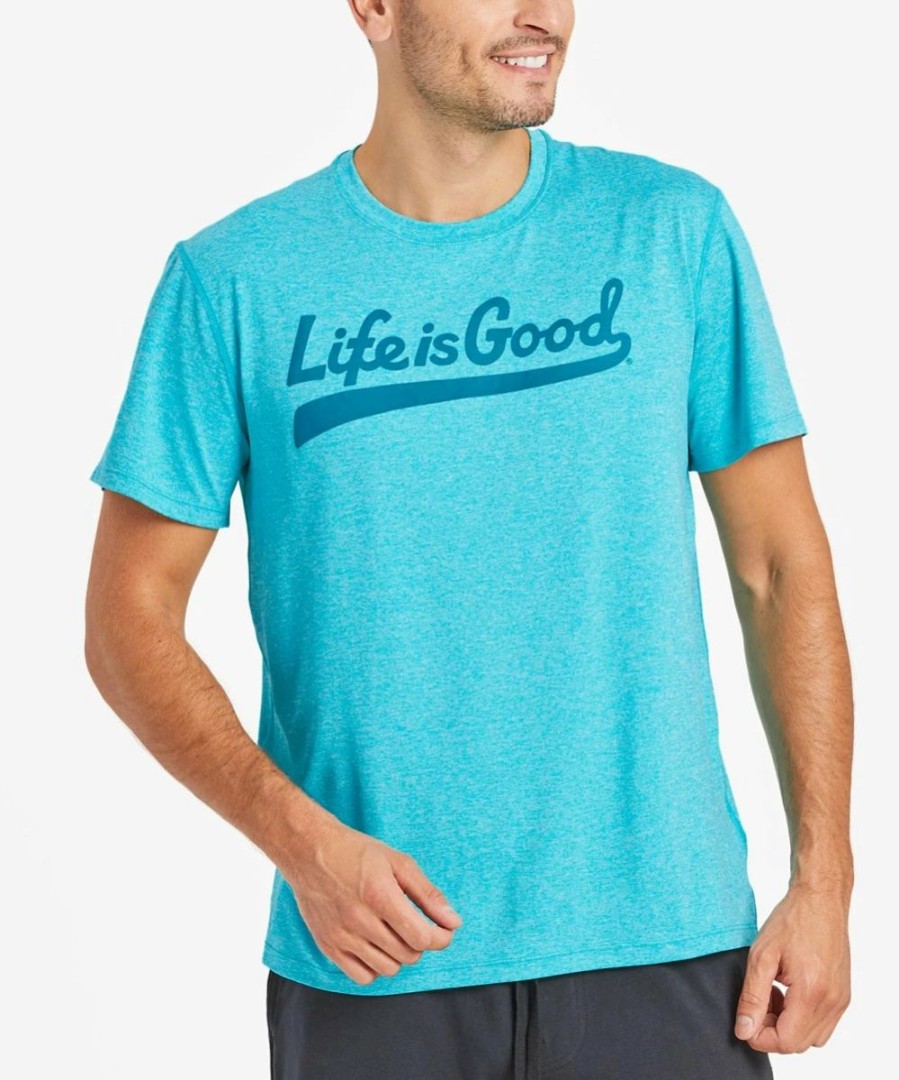 Wholesale * Best Reviews Of Life Is Good Island Blue Active Ballyard Script Crewneck Tee Men