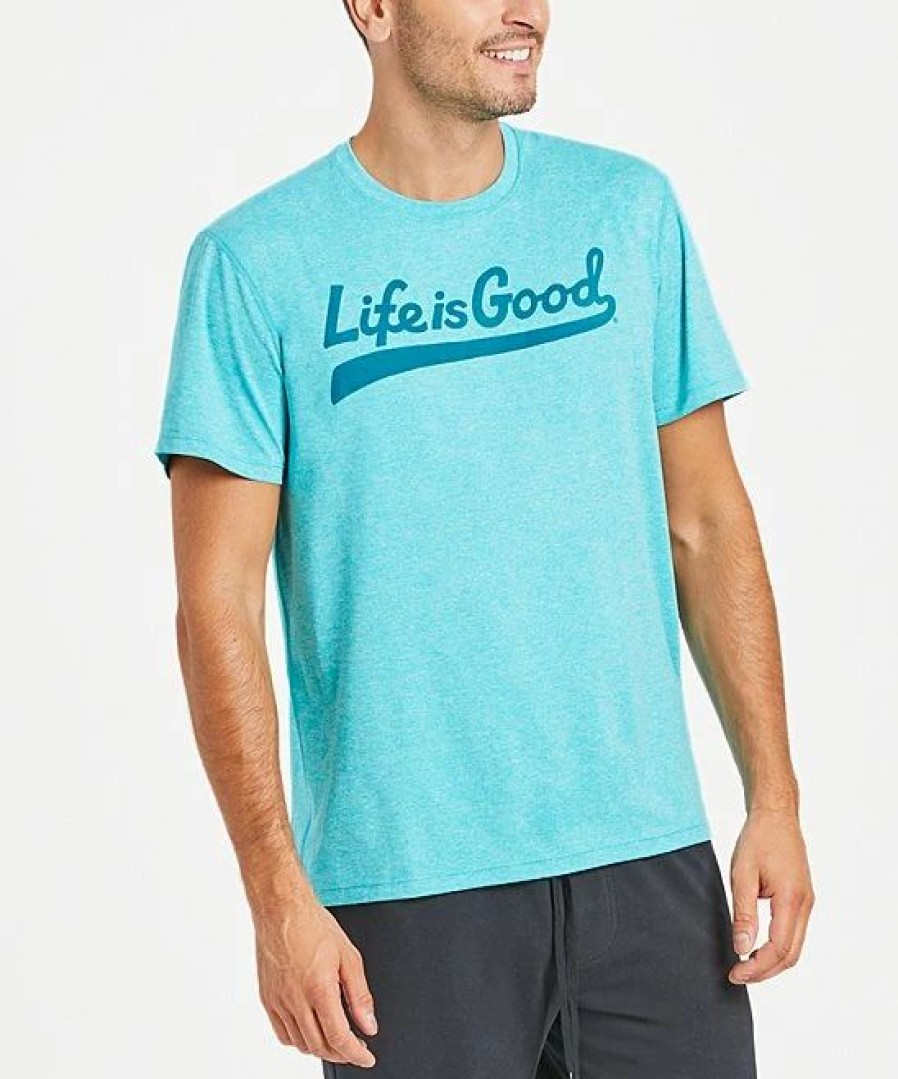 Wholesale * Best Reviews Of Life Is Good Island Blue Active Ballyard Script Crewneck Tee Men