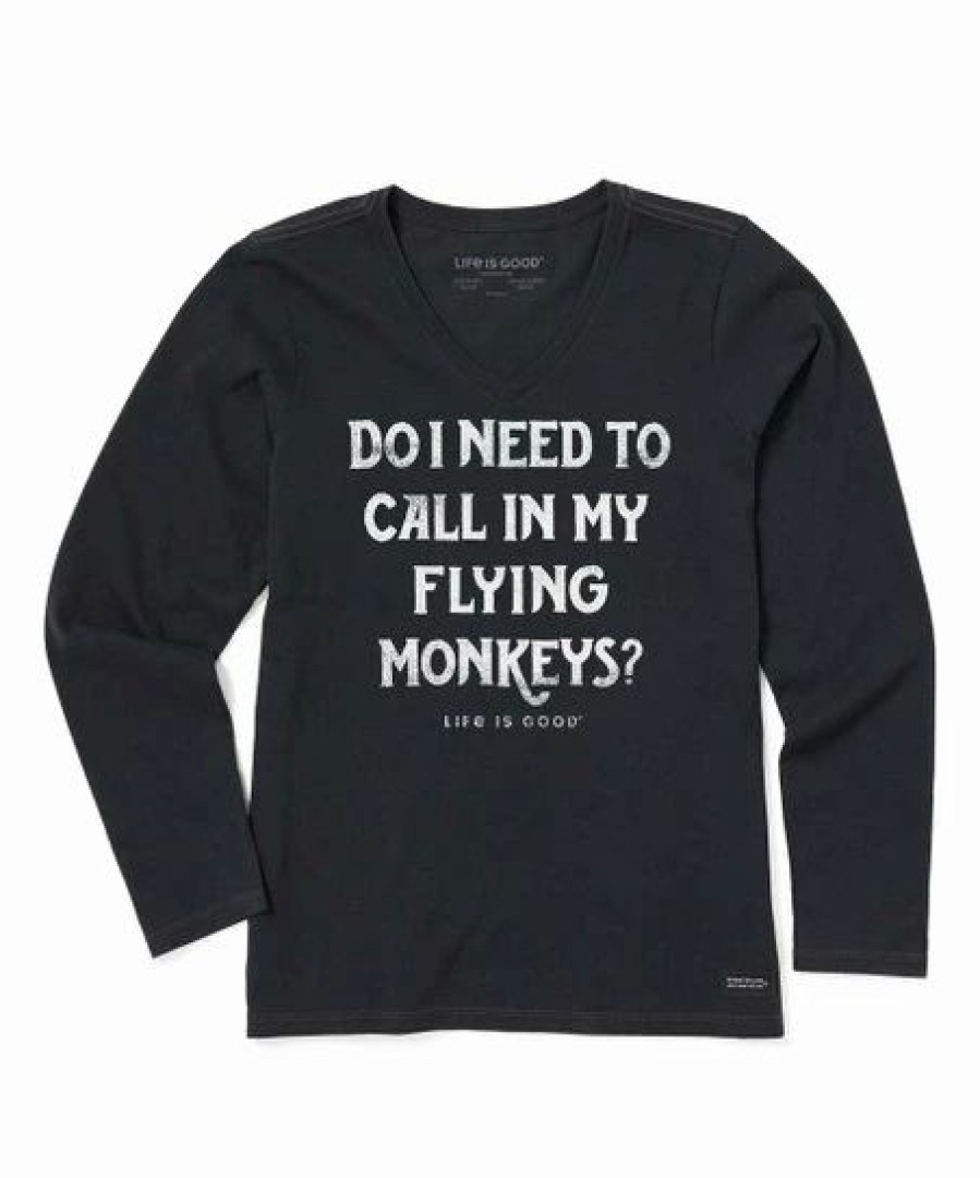 Wholesale * Top 10 Life Is Good Jet Black 'Flying Monkeys' Crusher Crewneck Tee Women