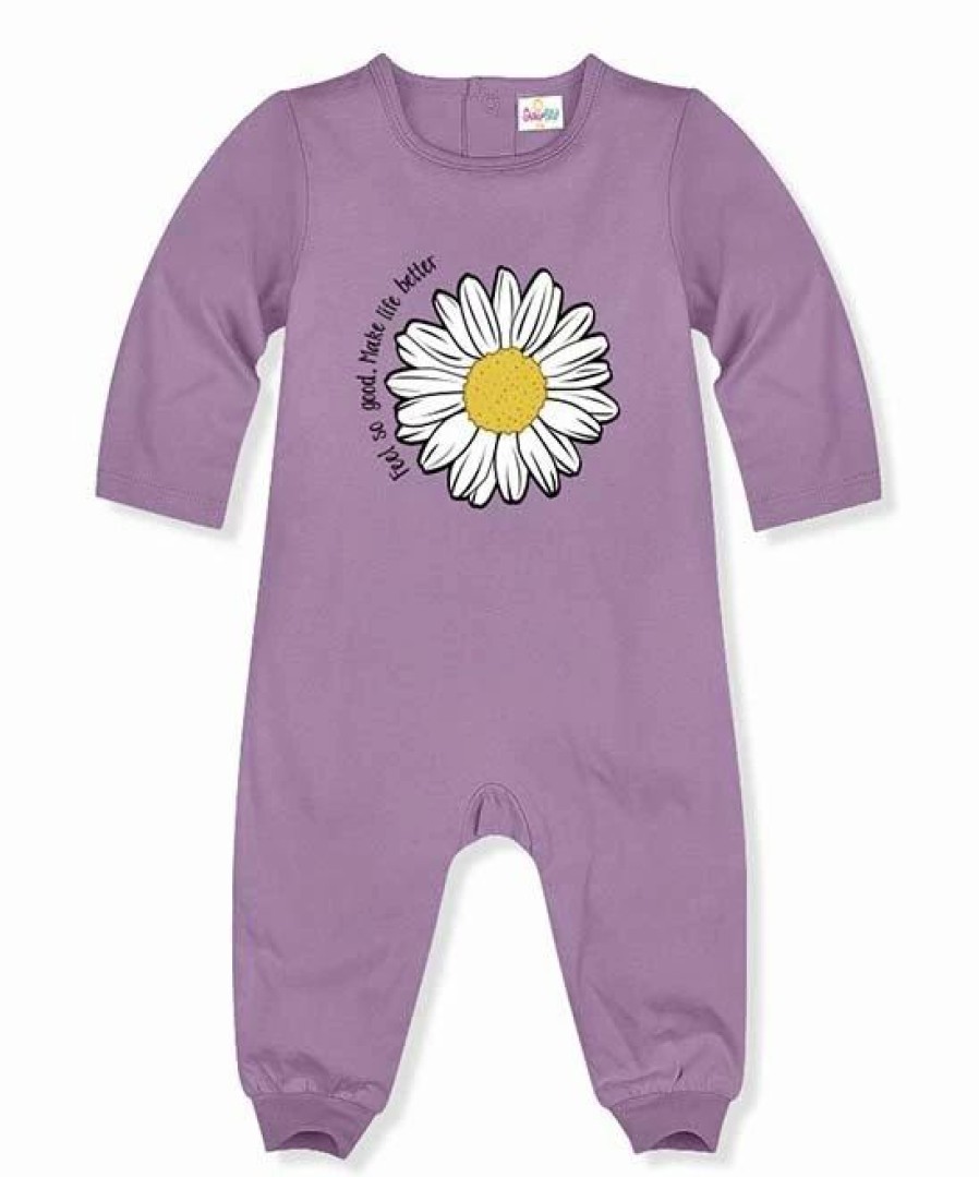 Best * Best Pirce Peppymini Purple & White 'Make Life Better' Daisy Long-Sleeve Playsuit Infant