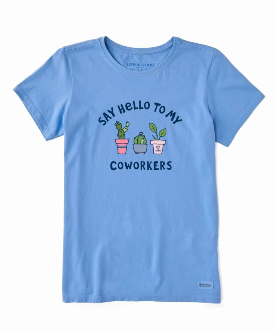 Clearance * Cheapest Life Is Good Cornflower Blue 'Say Hello' Succulent Crusher-Lite Crewneck Tee Women & Plus