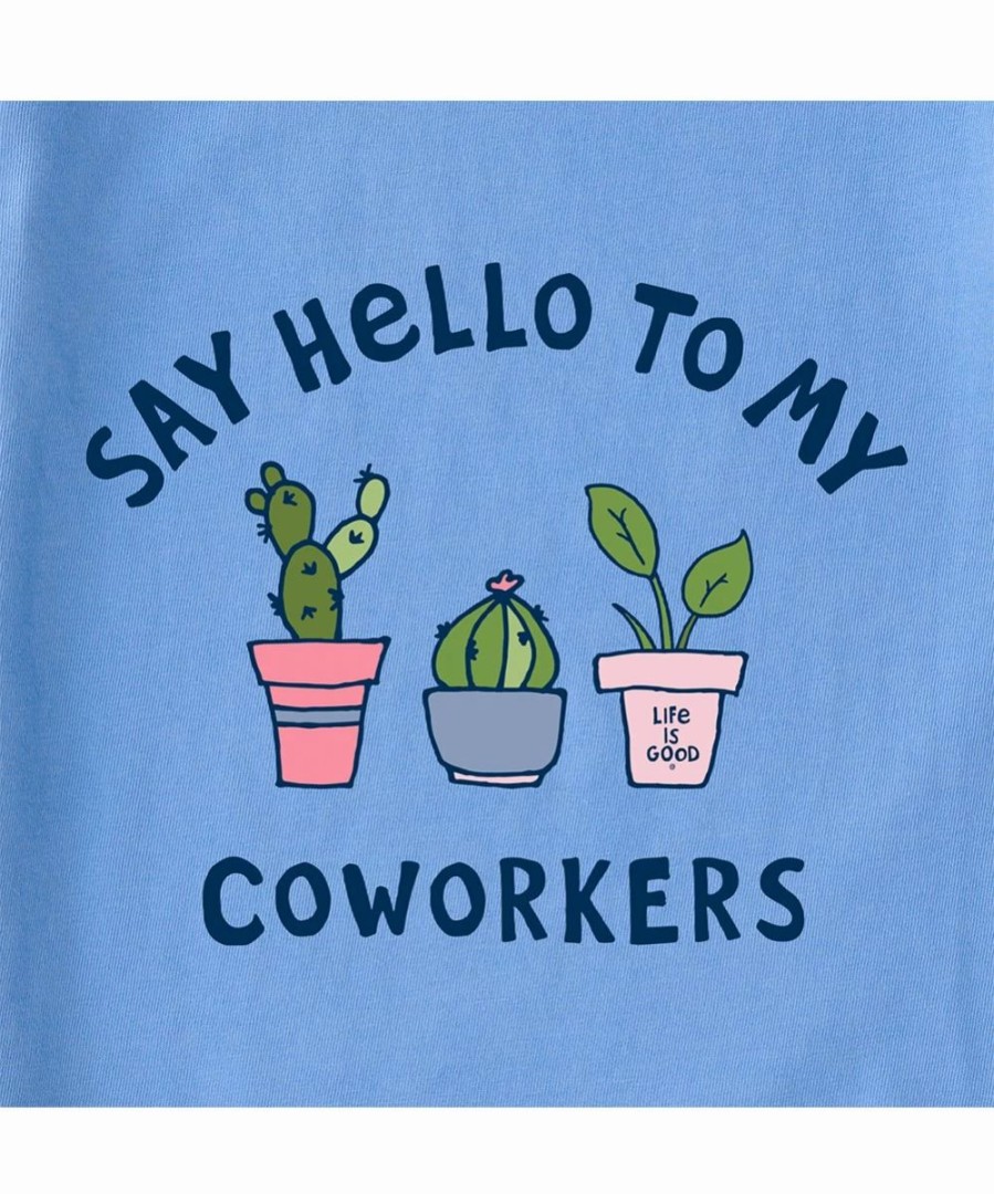 Clearance * Cheapest Life Is Good Cornflower Blue 'Say Hello' Succulent Crusher-Lite Crewneck Tee Women & Plus