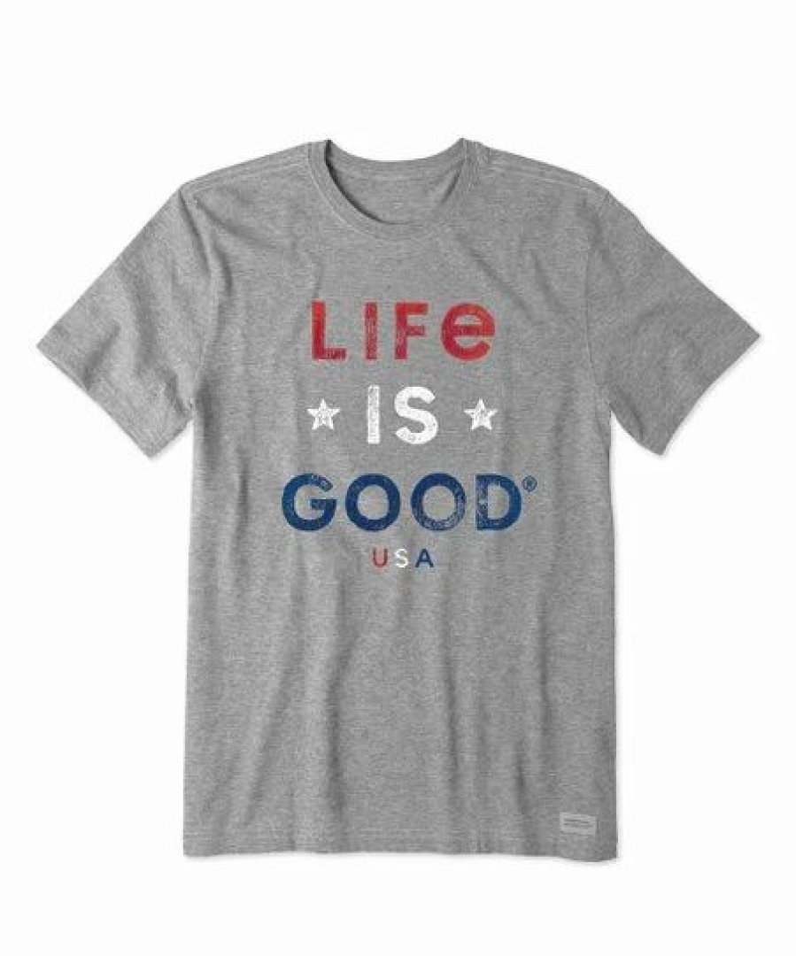 Online * Brand New Life Is Good Heather Gray 'Life Is Good' Crusher Crewneck Tee Men