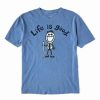 Best * Budget Life Is Good Slate Blue Original Jake Hiking Logo Crewneck Tee Men