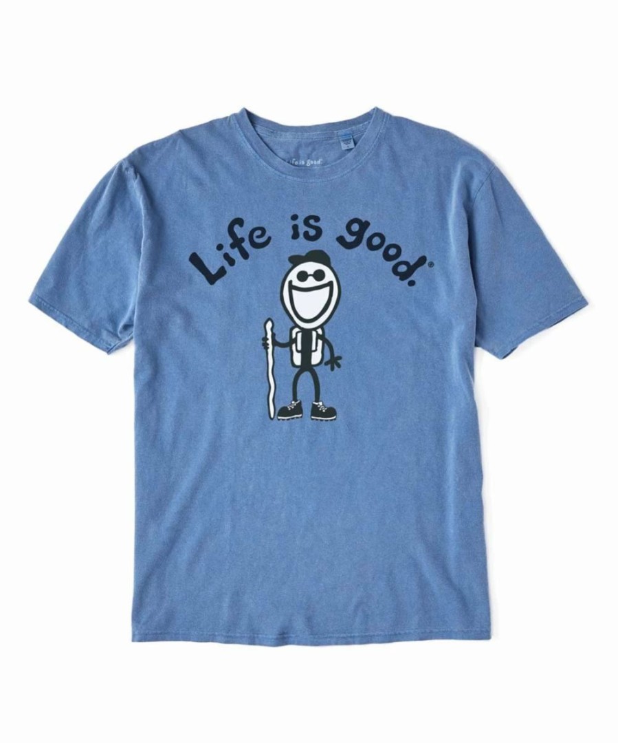 Best * Budget Life Is Good Slate Blue Original Jake Hiking Logo Crewneck Tee Men