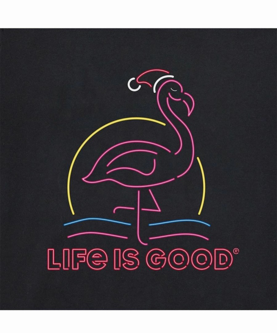 Best * New Life Is Good Jet Black 'Life Is Good' Neon Flamingo Crusher Crewneck Tee Women & Plus