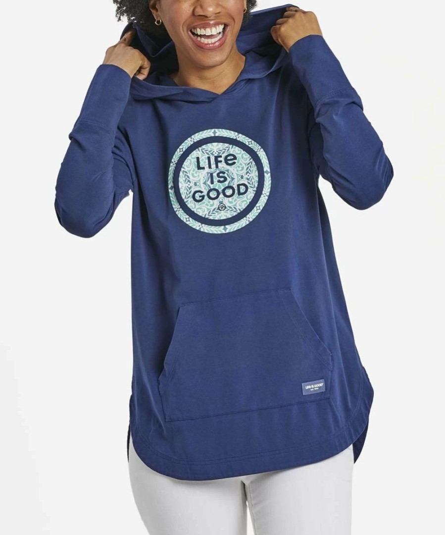 Clearance * Budget Life Is Good Darkest Blue Garden 'Life Is Good' Coin Hi-Low Hoodie Women