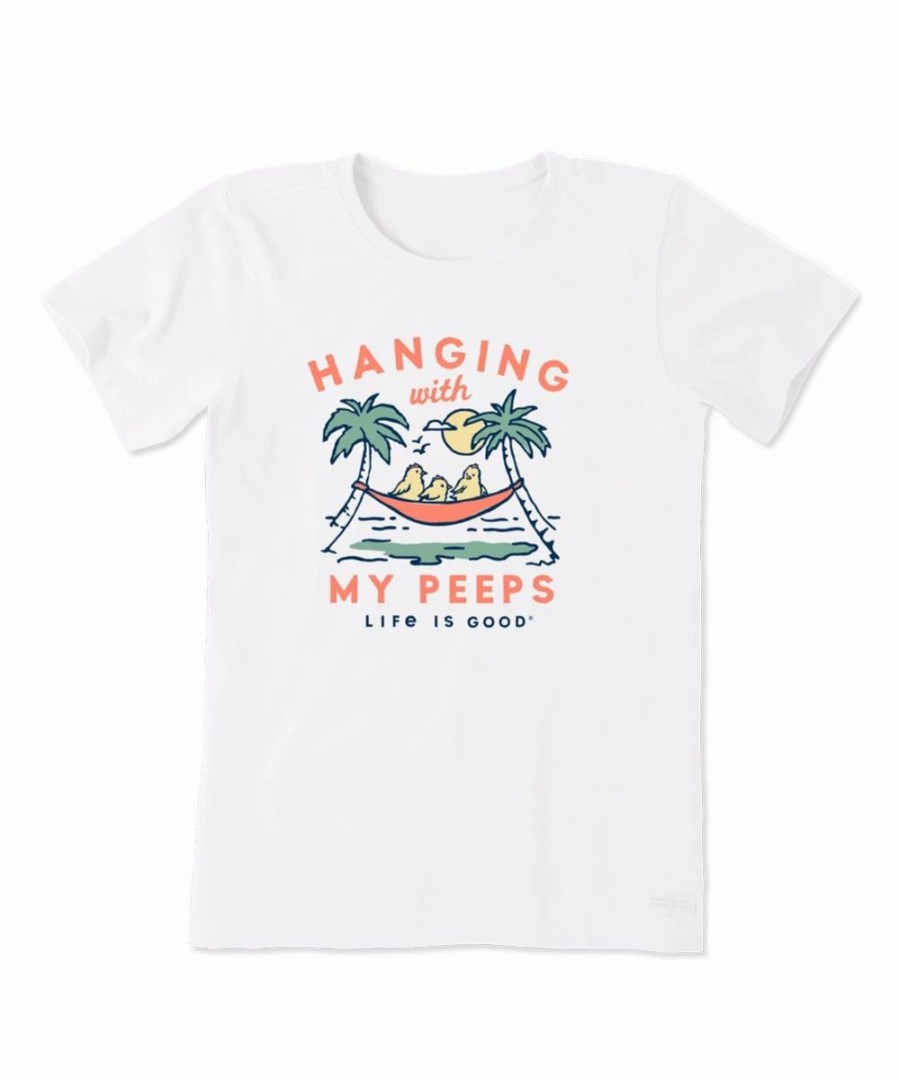 Best * Deals Life Is Good Cloud White 'Hanging With My Peeps' Crusher Lite Tee Women & Plus