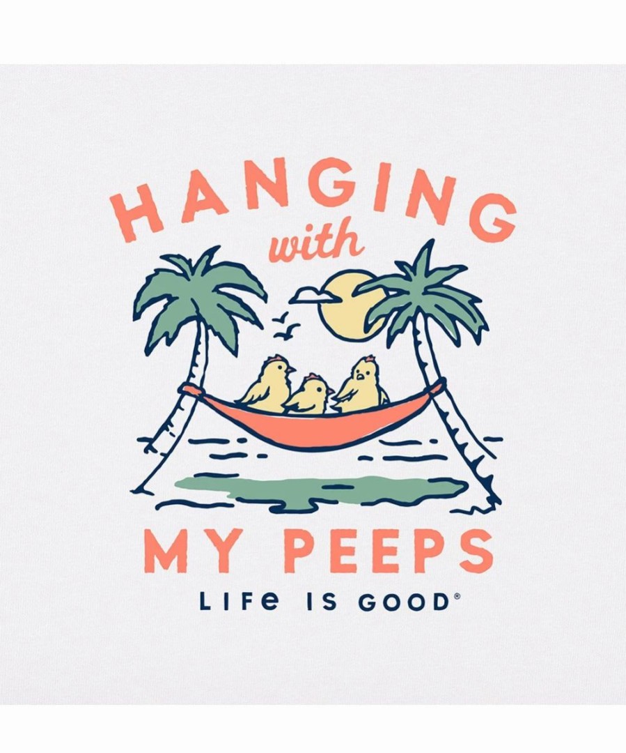 Best * Deals Life Is Good Cloud White 'Hanging With My Peeps' Crusher Lite Tee Women & Plus