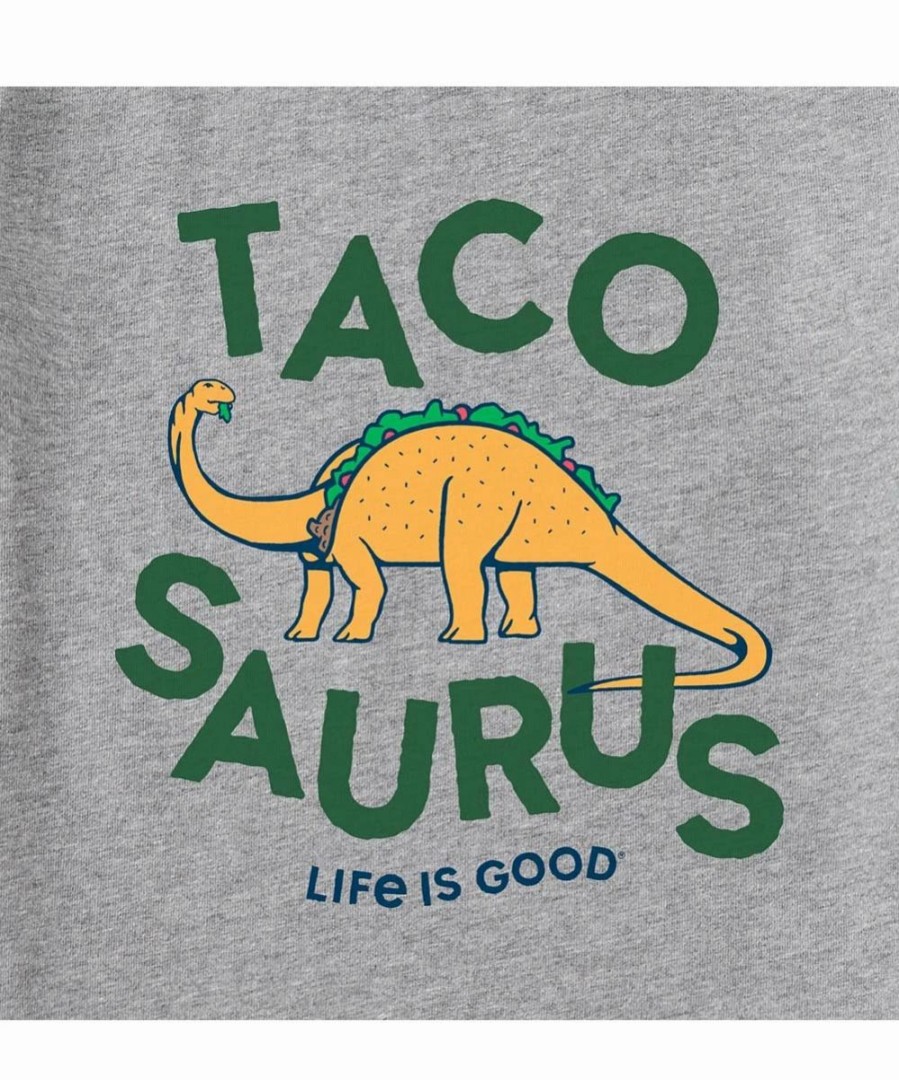 Online * Outlet Life Is Good Heather Gray 'Tacosaurus' Logo Crewneck Tee Boys