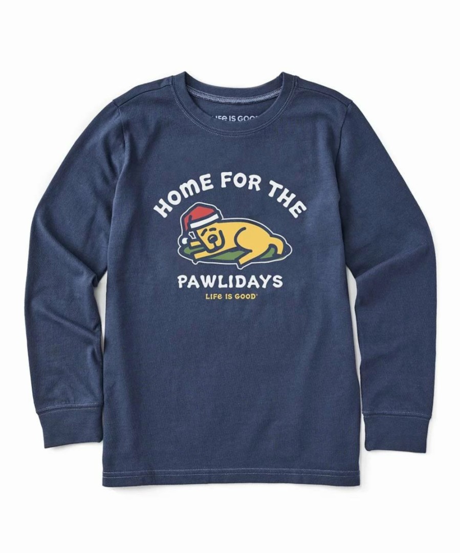 Hot * Cheap Life Is Good Darkest Blue 'Home For The Pawlidays' Rocket Crewneck Sweatshirt Boys